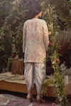 Shop_Samatvam by Anjali Bhaskar_Ivory Blended Crepe Embroidered Thread V Shaheen Dhoti Jumpsuit And Jacket Set _at_Aza_Fashions