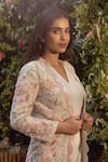 Samatvam by Anjali Bhaskar_Ivory Blended Crepe Embroidered Thread V Shaheen Dhoti Jumpsuit And Jacket Set _at_Aza_Fashions