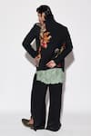 Shop_Varun Bahl_Black Suiting Fabric And Organza Embroidered Jacket And Trouser Set  _at_Aza_Fashions