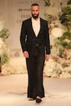 Buy_Varun Bahl_Black Organza, Cotton Cut Work, Embroidery Tuxedo And Trouser Set 