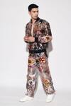 Buy_Varun Bahl_Black Tissue Embroidery Printed Bomber Jacket And Trouser Set 