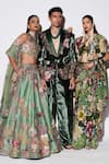 Buy_Varun Bahl_Green Velvet Embroidered Floral Suit And Trouser Set  _Online_at_Aza_Fashions