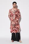 Buy Varun Bahl Red Viscose, Brocade Embroidery Floral Print Sherwani Set at Aza Fashions Buy_Varun Bahl_Red Viscose, Brocade Embroidery Floral Print Sherwani Set _at_Aza_Fashions