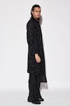 Buy_Varun Bahl_Black Modal, Cotton, Silk Cut Work Embroidered Sherwani Set _Online_at_Aza_Fashions