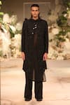 Buy_Varun Bahl_Black Modal, Cotton, Silk Cut Work Embroidered Sherwani Set 