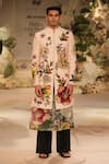 Shop_Varun Bahl_Pink Chanderi Embroidery, Applique Sherwani Set _at_Aza_Fashions