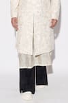 Varun Bahl_Ivory Modal, Chanderi, Cotton Sequins, Embroidery Sherwani Set _at_Aza_Fashions