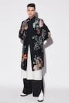 Buy_Varun Bahl_Black Cotton, Silk Sequins, Beads Printed Sherwani Set _Online_at_Aza_Fashions