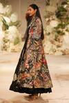 Shop_Varun Bahl_Black Brocade Silk Floral Sequin Embroidered Anarkali With Jacket _at_Aza_Fashions