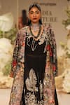 Varun Bahl_Black Brocade Silk Floral Sequin Embroidered Anarkali With Jacket _Online_at_Aza_Fashions