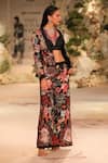 Buy_Varun Bahl_Black Chanderi Silk Sequins Collared Floral Embellished Jacket Trouser Set 