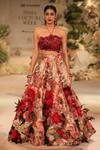 Shop_Varun Bahl_Silk Brocade 3d Floral Corsage Embroidered Lehenga With Blouse _at_Aza_Fashions