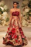 Shop_Varun Bahl_Silk Brocade 3d Floral Corsage Embroidered Lehenga With Blouse _Online_at_Aza_Fashions