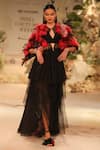 Buy_Varun Bahl_Black Tulle Embroidered Sequin Placed Floral Corsage Embellished  _at_Aza_Fashions