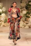 Buy_Varun Bahl_Black Velvet Floral Print Jacket Pant Set _at_Aza_Fashions