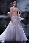 Buy_Dolly J_Purple Shimmer Tulle Embroidery Pearl Sweetheart Neck Daphne Lehenga Set _at_Aza_Fashions