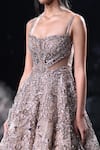 Buy Dolly J Beige Tulle Sequins, Beads, Crystals Alexandra Floral Embroidered Gown Buy_Dolly J_Beige Tulle Sequins, Beads, Crystals Alexandra Floral Embroidered Gown