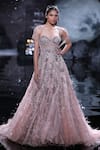 Buy_Dolly J_Pink Tissue Crystals, Pearls Sweetheart Neck Aris Metallic Embroidered Gown _at_Aza_Fashions