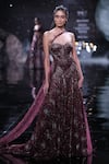 Buy_Dolly J_Maroon Shimmer Tulle Hebe Crystal Embroidered Bustier Gown _at_Aza_Fashions