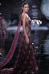 Buy_Dolly J_Maroon Shimmer Tulle Hebe Crystal Embroidered Bustier Gown 