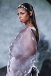 Buy_Dolly J_Grey Shimmer Tulle Embroidered Sequin Asymmetric Neck Helena Bodycon Gown _Online_at_Aza_Fashions