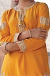 Shop_Kyra by Bhavna_Yellow Silk Embroidered Zardosi Round Kurta Palazzo Set  _at_Aza_Fashions