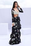 Foram Patel_Black Natural Crepe Print Floral And Paisley Sweetheart Bloom Cut Out Maxi Dress _at_Aza_Fashions