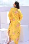 Shop_Foram Patel_Yellow Natural Crepe Print Floral And Paisley V Neck Kaftan With Inner _at_Aza_Fashions