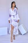Buy_Foram Patel_White Crepe Collared Lily Bloom Print Wrap Maxi Dress_at_Aza_Fashions