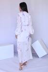 Shop_Foram Patel_White Crepe Collared Lily Bloom Print Wrap Maxi Dress_at_Aza_Fashions