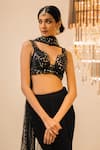 Foram Patel_Black Georgette Embroidered Mermaid Tiered Lehenga Set With Embellished Blouse_Online_at_Aza_Fashions