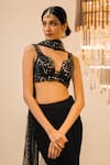 Foram Patel_Black Georgette Embroidered Mermaid Tiered Lehenga Set With Embellished Blouse _Online_at_Aza_Fashions