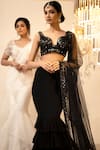 Buy_Foram Patel_Black Georgette Embroidered Mermaid Tiered Lehenga Set With Embellished Blouse_Online_at_Aza_Fashions
