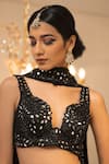 Shop_Foram Patel_Black Georgette Embroidered Mermaid Tiered Lehenga Set With Embellished Blouse_at_Aza_Fashions