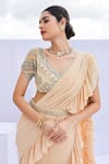 Buy_Foram Patel_Gold Georgette Embroidered Pre-draped Ruffle Saree With Embellished Blouse _Online_at_Aza_Fashions