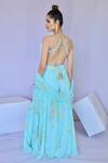 Shop_Foram Patel_Blue Crepe, Georgette Cut Work, Mirrors, Embroidery Paisley Print Sharara Set _at_Aza_Fashions