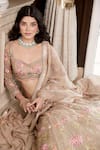 Buy_Basanti - Kapde Aur Koffee_Gold Viscose Organza Embroidered Resham Zari Bridal Lehenga Set _Online_at_Aza_Fashions