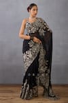 Buy_Torani_Black Silk Organza Raat Rani Advika Idika Embroidered Saree And Blouse Set _at_Aza_Fashions