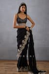 Buy_Torani_Black Silk Organza Hand Raat Rani Afrah Guncha Saree And Blouse Set  