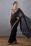 Buy_Torani_Black Silk Organza Raat Rani Damini Embroidered Saree And Blouse Set _at_Aza_Fashions