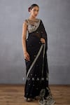 Torani_Black Silk Organza Raat Rani Damini Embroidered Saree And Blouse Set _Online_at_Aza_Fashions