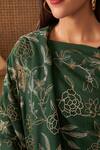 Shop_Mauli Cashmere_Green Peonies Embroidered Stole_at_Aza_Fashions