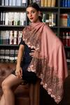 Buy_Mauli Cashmere_Pink Embroidered Dainty Petals Pattern Stole _at_Aza_Fashions