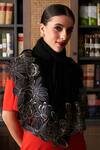 Shop_Mauli Cashmere_Black Magnolia Bloom Pattern Stole_at_Aza_Fashions