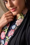 MAULI CASHMERE_Black Embroidered Floral Sprinkle Stole_Online_at_Aza_Fashions