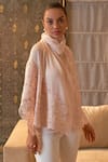 Shop_MAULI CASHMERE_Ivory Embroidered A Rose Dream Stole _at_Aza_Fashions