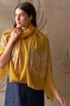 Buy_MAULI CASHMERE_Yellow Embroidered Shooting Stars Stole _at_Aza_Fashions