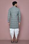 Shop_Aryavir Malhotra_Grey Banarasi Dupion Embroidery Sequin Layered Sherwani With Dhoti Pant _at_Aza_Fashions