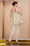 SONIA BADERIA_Grey Kurti Floral Lurex Georgette Printed Divine Peplum Pant Set _Online_at_Aza_Fashions
