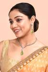 Buy_Moh-Maya By Disha Khatri_Green Zari, Stones Zirconia Embellished Pendant Necklace Set _at_Aza_Fashions